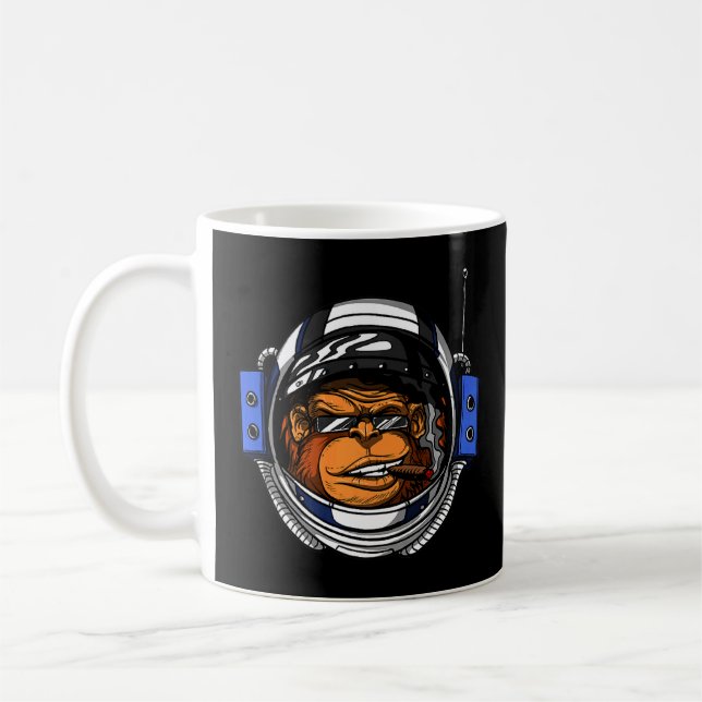 Monkey Astronaut Space Ape Chimp Science Fiction  Coffee Mug (Left)