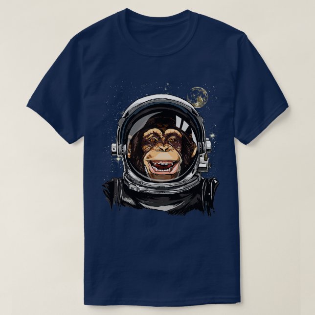 Monkey Astronaut Space Exploration Astronomy Lover T-Shirt (Design Front)