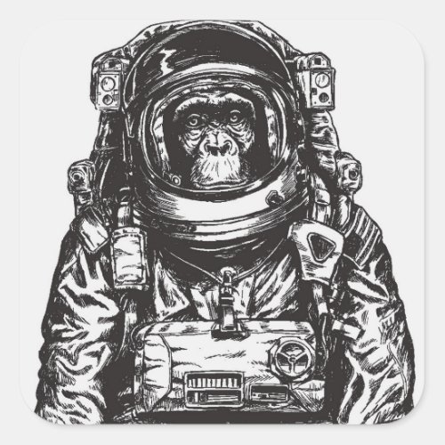 Monkey Astronaut Square Sticker
