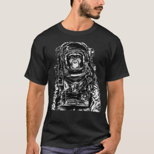 Monkey Astronaut Wearing Space Suit Design T-Shirt