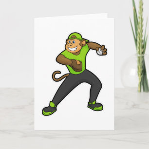 Monkey at Baseball with Baseball bat Card