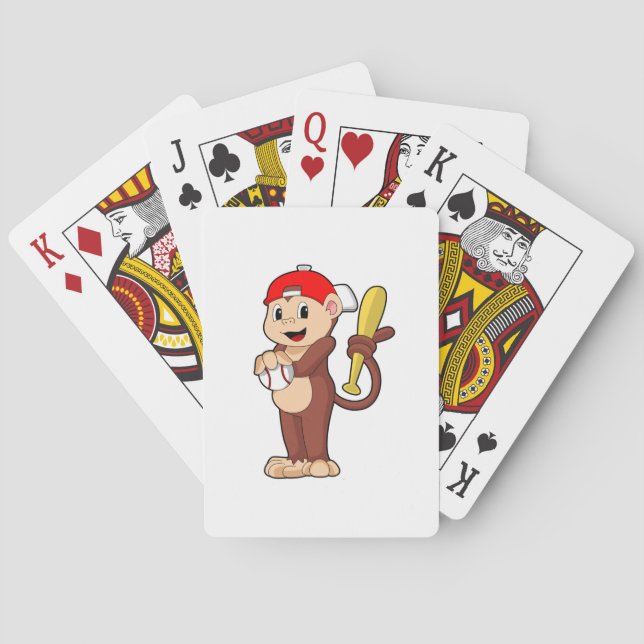 Monkey at Baseball with Baseball bat Poker Cards (Back)