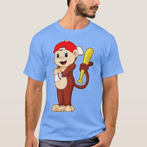 Monkey at Baseball with Baseball bat T_Shirt
