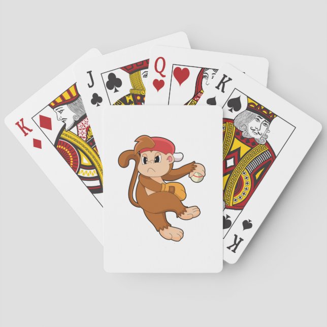 Monkey at Baseball with Baseball glove Poker Cards (Back)