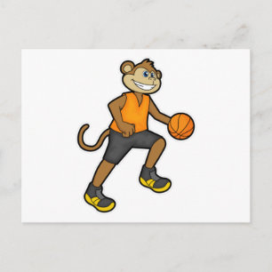 Monkey at Basketball Sports Postcard