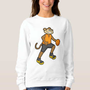 Monkey at Basketball Sports Sweatshirt