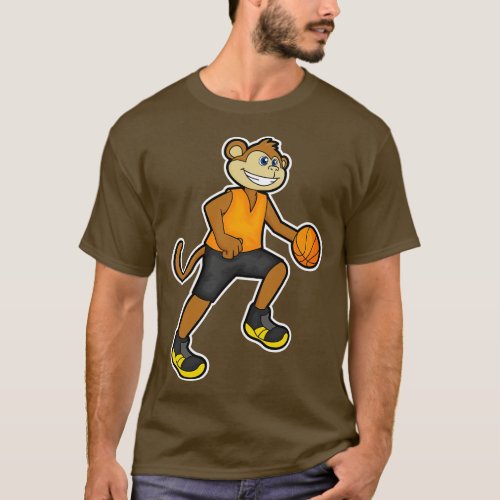 Monkey at Basketball Sports T_Shirt