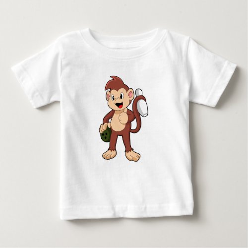 Monkey at Bowling with Bowling ball Baby T_Shirt