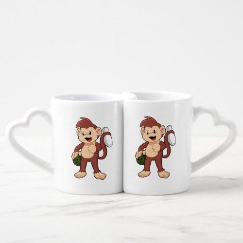 Monkey at Bowling with Bowling ball Coffee Mug Set
