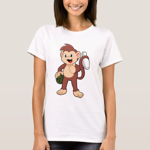 Monkey at Bowling with Bowling ball T_Shirt