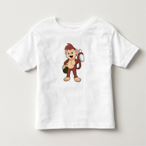 Monkey at Bowling with Bowling ball Toddler T_shirt