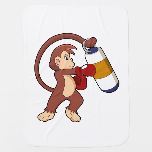 Monkey at Boxing with Punching bag Baby Blanket (Front)