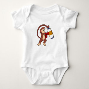 Monkey at Boxing with Punching bag Baby Bodysuit