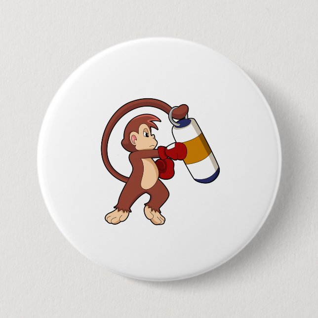 Monkey at Boxing with Punching bag Button (Front)