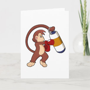 Monkey at Boxing with Punching bag Card