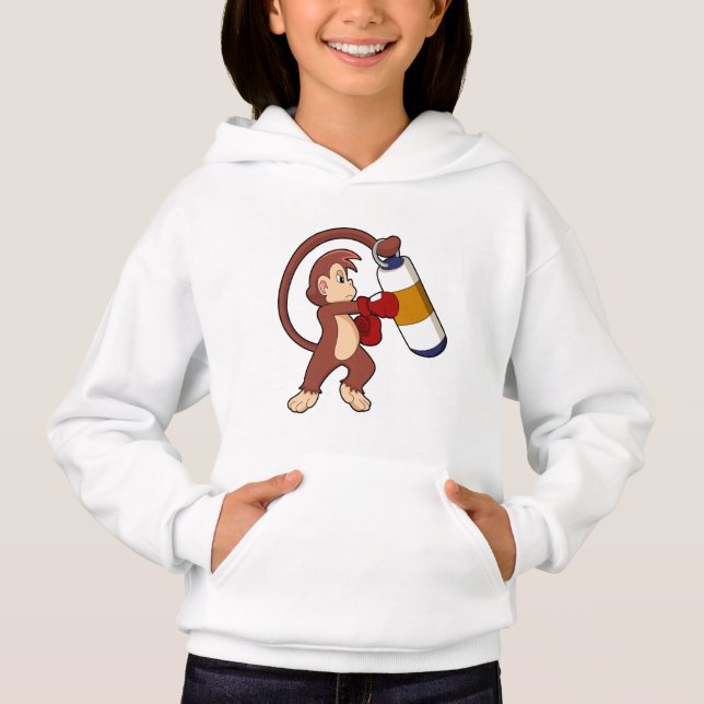 Monkey at Boxing with Punching bag Hoodie (Front)