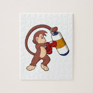 Monkey at Boxing with Punching bag Jigsaw Puzzle