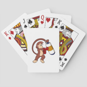 Monkey at Boxing with Punching bag Poker Cards