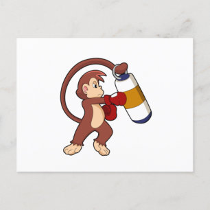 Monkey at Boxing with Punching bag Postcard