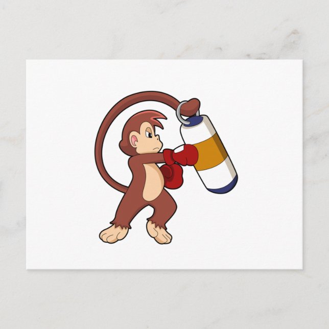 Monkey at Boxing with Punching bag Postcard (Front)