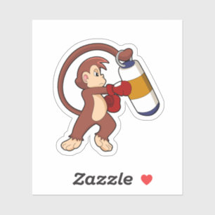 Monkey at Boxing with Punching bag Sticker