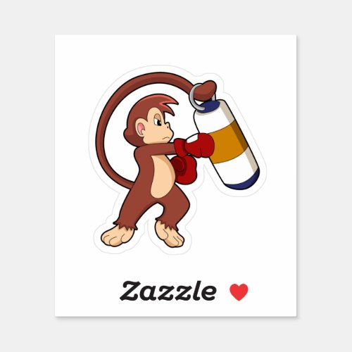 Monkey at Boxing with Punching bag Sticker