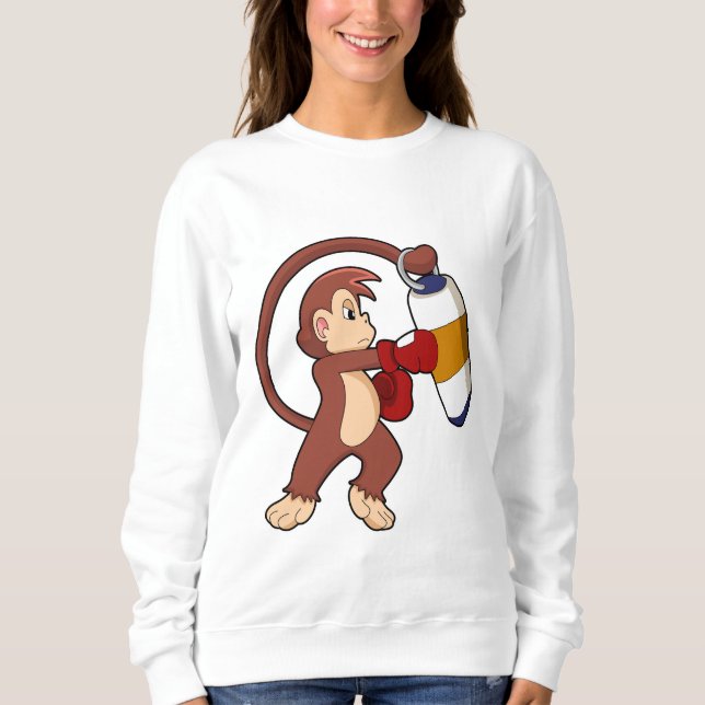 Monkey at Boxing with Punching bag Sweatshirt (Front)