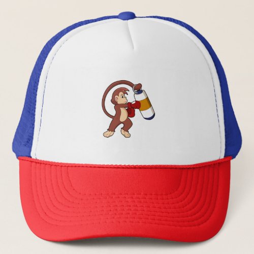 Monkey at Boxing with Punching bag Trucker Hat