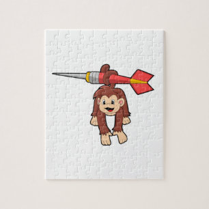 Monkey at Darts with Dart Jigsaw Puzzle