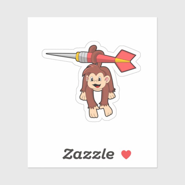 Monkey at Darts with Dart Sticker (Sheet)