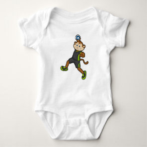 Monkey at Handball player with Handball Baby Bodysuit