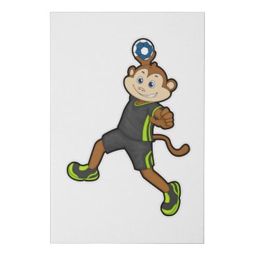 Monkey at Handball player with Handball Faux Canvas Print