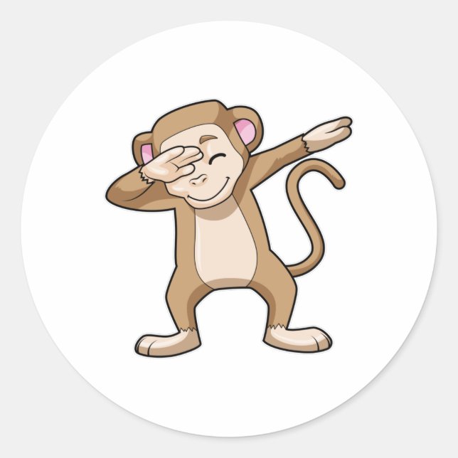 Monkey at Hip Hop Dance Dab Classic Round Sticker (Front)