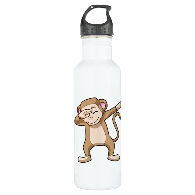 Monkey at Hip Hop Dance Dab Stainless Steel Water Bottle (Front)