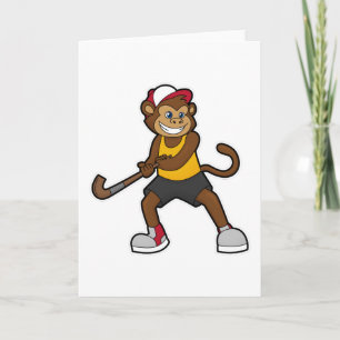 Monkey at Hockey with Hockey stick Card