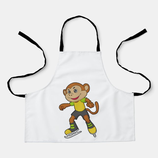 Monkey at Ice skating with Ice skates Apron (Front)