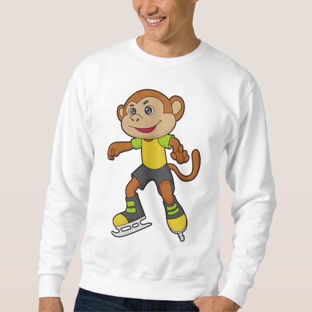 Monkey at Ice skating with Ice skates Sweatshirt (Front)