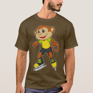 Monkey at Ice skating with Ice skates T-Shirt
