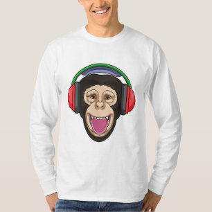 Monkey at Music with Headphone T-Shirt