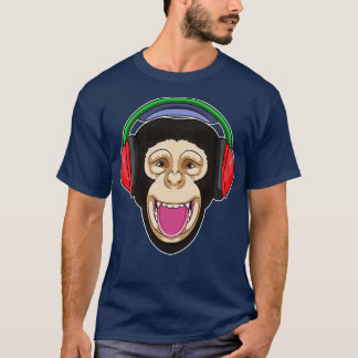 Monkey at Music with Headphone T-Shirt