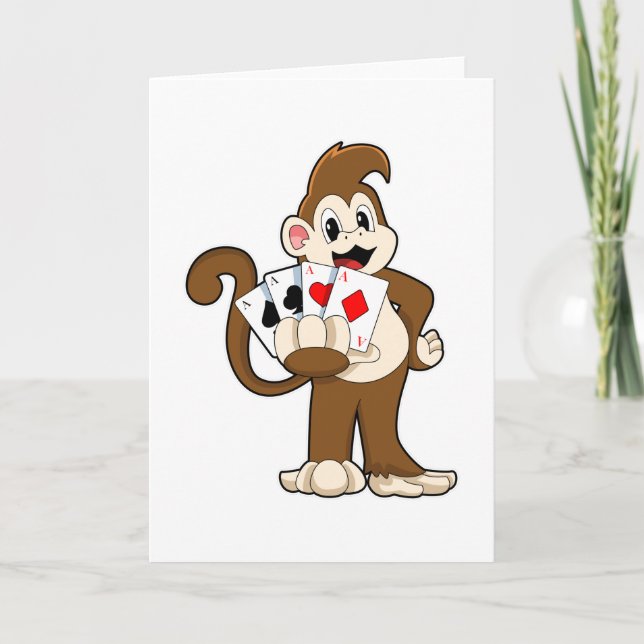 Monkey at Poker with Poker cards (Front)