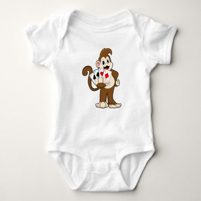 Monkey at Poker with Poker cards Baby Bodysuit (Front)