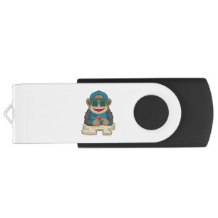 Monkey at Poker with Poker cards & Sunglasses Flash Drive