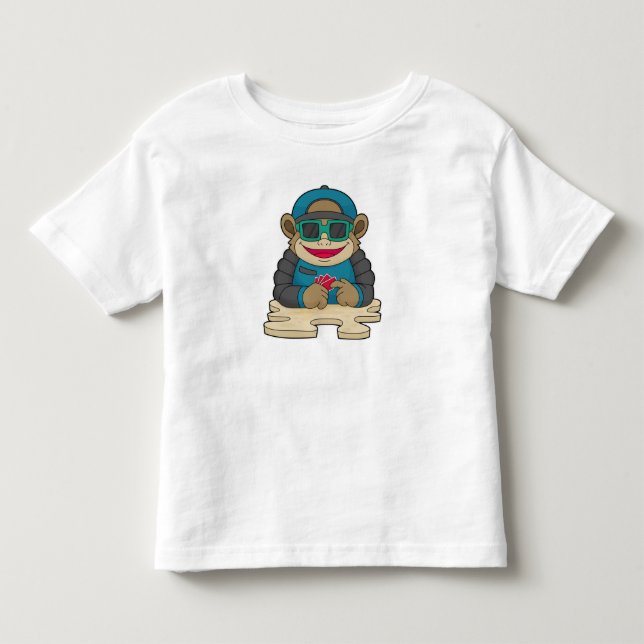 Monkey at Poker with Poker cards & Sunglasses Toddler T-shirt (Front)