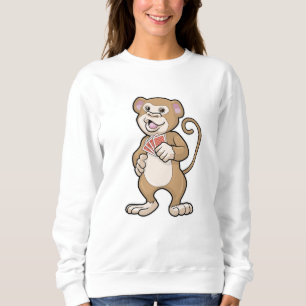 Monkey at Poker with Poker cards Sweatshirt