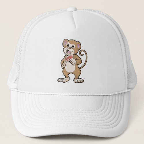Monkey at Poker with Poker cards Trucker Hat