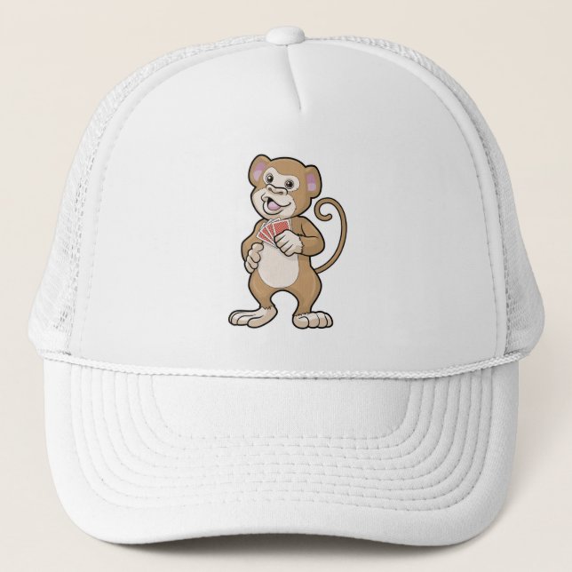 Monkey at Poker with Poker cards Trucker Hat (Front)