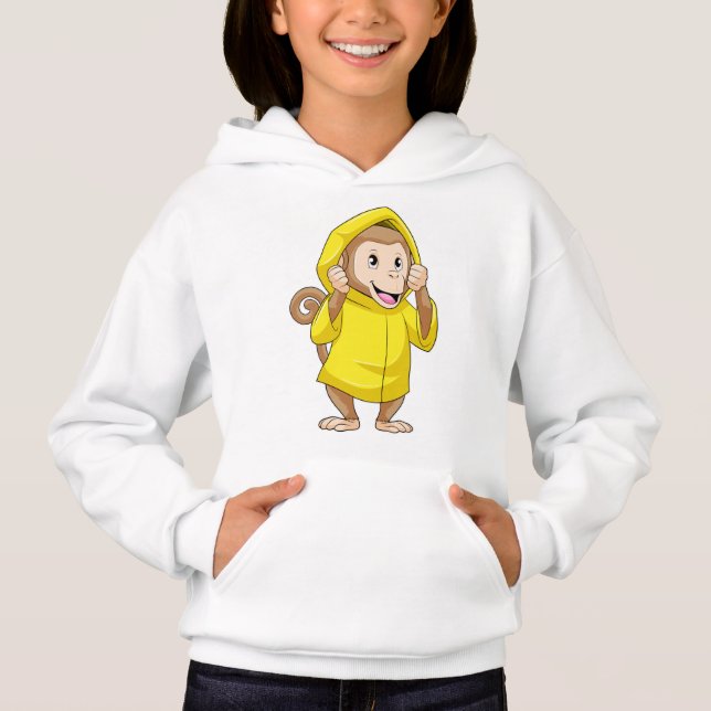 Monkey at Raining with Raincoat Hoodie (Front)