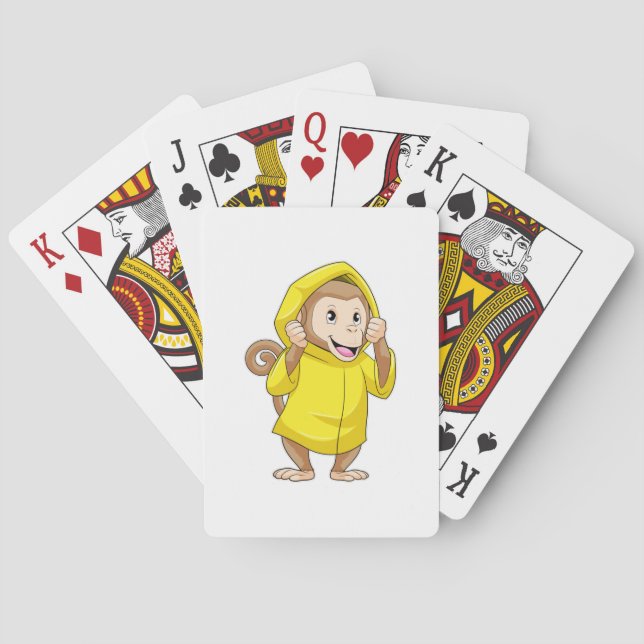 Monkey at Raining with Raincoat Poker Cards (Back)