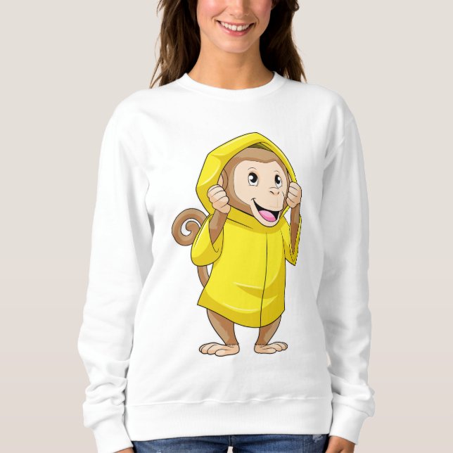 Monkey at Raining with Raincoat Sweatshirt (Front)